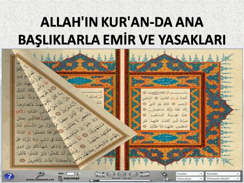 ANA BAŞLIKLARLA EMİR VE YASAKLAR