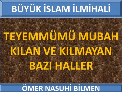 TEYEMMÜMÜ MUBAH KILAN VE KILMAYAN BAZI HALLER